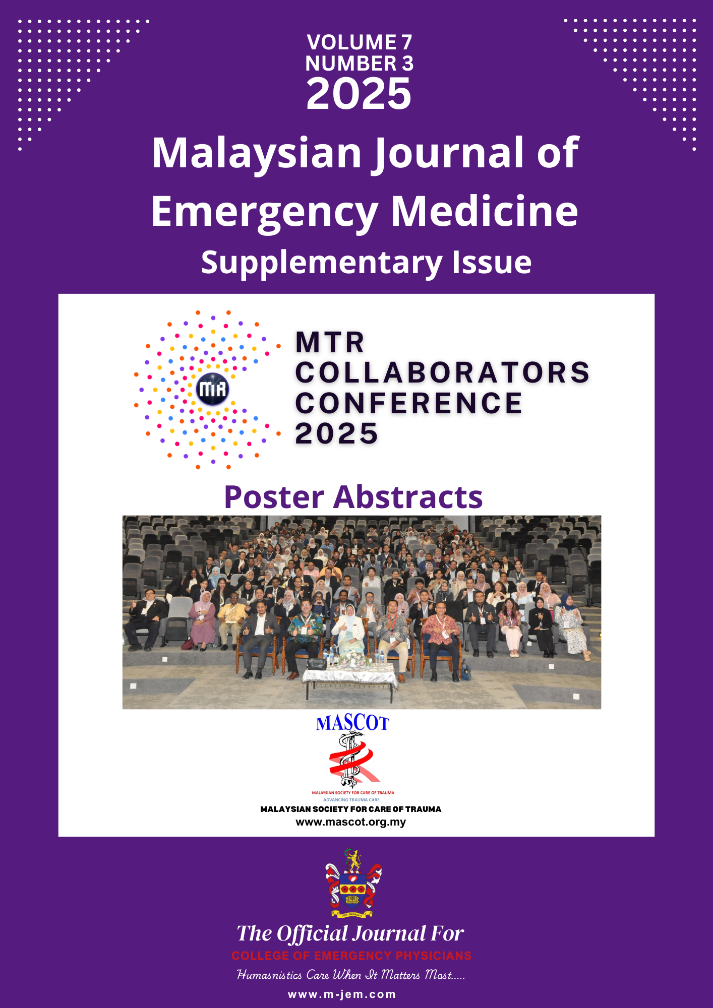 					View Vol. 7 No. 3 (2025): Supplementary issue. Malaysian Trauma Registry Collaborators Conference (MTRCC) 2025 Poster Abstracts
				